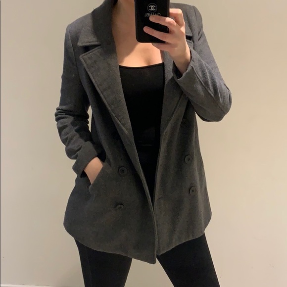 Old Navy Grey Pea Coat - Picture 3 of 7
